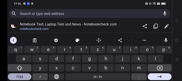 Keyboard in landscape mode