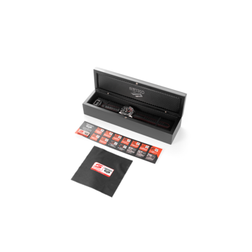 The box includes Seiko Supercars pin, a branded cleaning cloth, and an individually numbered certificate