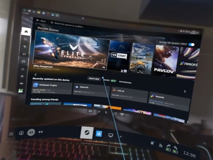 The Steam Frame interface is reminiscent of Steam in Big Picture Mode.