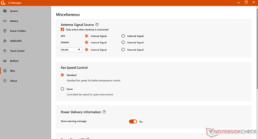 Antenna and fan speed settings