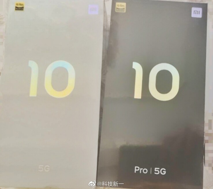Boxes for the Xiaomi Mi 10 and Mi 10 Pro. (Image source: @xiaomishka)