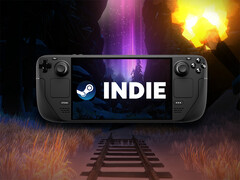 A Steam Deck device with the word 