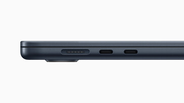 Apple MacBook Air 15-inch: Left - MagSafe 3, 2x Thunderbolt 3. (Image Source: Apple)