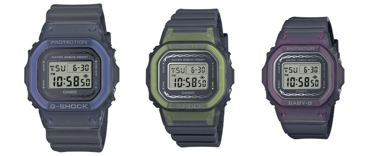 From left to right: the -5600RS-8JF, the GMD-S5610RS-8JF and the BGD-565RS-8JF. (Image source: Casio)