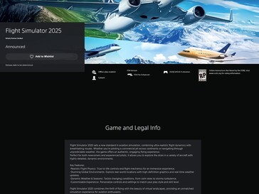 Flight Simulator 2025 PlayStation Store page (Image source: screenshot, PlayStation Store)