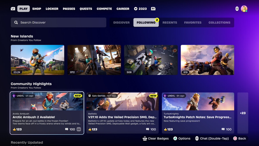 A screenshot of a proposed Creator Communities section in Fortnite. (Image Source: Epic Games)