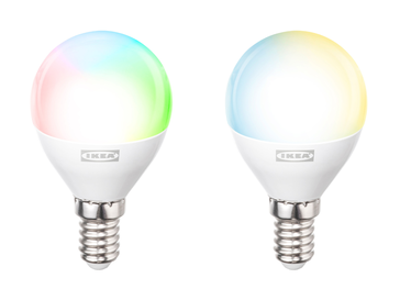 The IKEA Kajplats P45 E14 compact profile, 45 mm diameter smart bulbs. (Image source: IKEA)