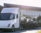 Tesla also teased the Cybertruck on the back of its Semi, indicating that perhaps some deliveries will happen via the electric hauler. (Image source: Tesla)