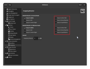 GIMP 3.0 introduces equidistant and bounding box snapping, making aligning multiple elements possible without having to manually enter transform values. (Image source: Julian van der Merwe / Notebookcheck)