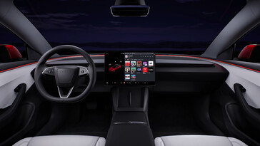 Tesla says it has upgraded the materials in the Model 3, and it has included dual wireless chargers under the infotainment screen. (Image source: Tesla)