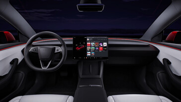 Tesla says it has upgraded the materials in the Model 3, and it has included dual wireless chargers under the infotainment screen. (Image source: Tesla)
