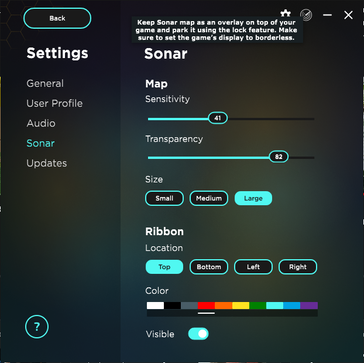 The sensitivity slider is perhaps the most important setting to fiddle around for optimizing the Sonar feature