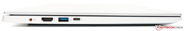Left side: power supply, HDMI, USB-A 3.0, Thunderbolt 3
