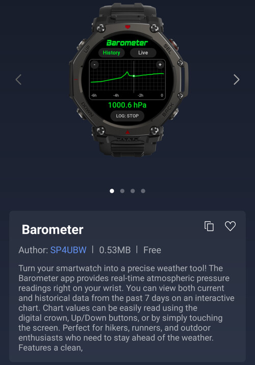 The Barometer Mini App for Amazfit Smartwatches