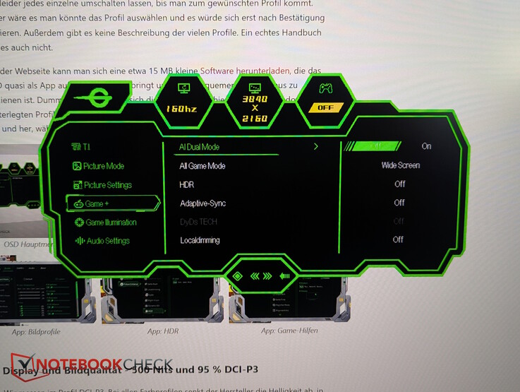 Only via OSD: The AI Dual Mode for Full HD with 320 Hz