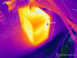 AC adapter remains relatively cool at under 28 C when running demanding loads