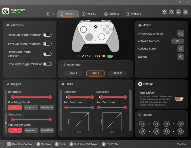 Gamesir Nexus main menu 