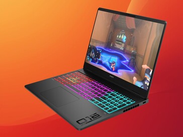 HP Omen Max 16 gaming laptop front is shown at angle (Image source: HP with edits)