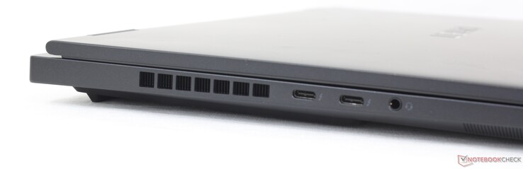 Left: USB-C 3.2 Gen. 2 + Thunderbolt 4 w/ Power Delivery + DisplayPort 1.4, 3.5 mm headset