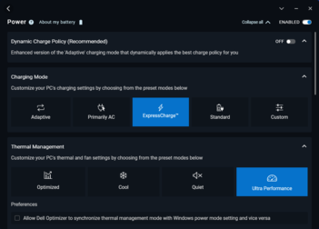 Thermal management settings