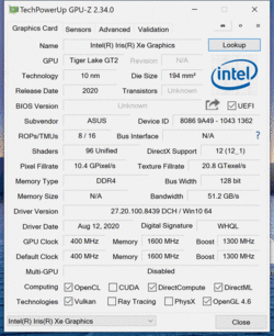 GPU-Z Intel Xe Graphics G7