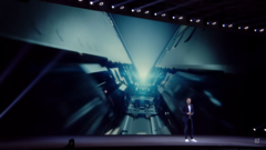OnePlus showcases the Open's hinge on stage. (Source: OnePlus)