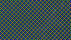 The OLED display uses an RG/BG sub-pixel matrix, consisting of red, blue, and green LEDs for vibrant colour reproduction.