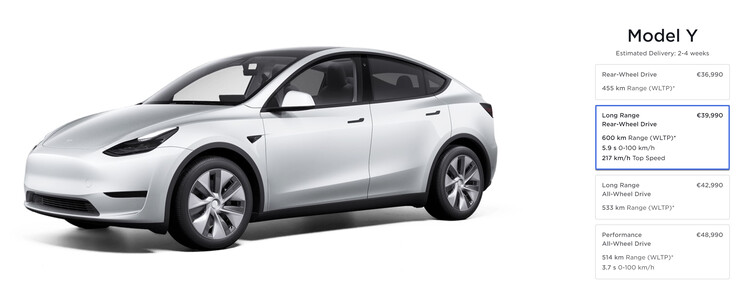 The Model Y LR RWD costs only €39,990 in some countries (image: Tesla)