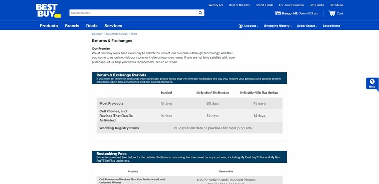 A look at some of Best Buy's returns policies (Image source: Best Buy USA)