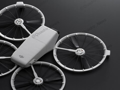 The DJI Flip compact drone reportedly measures 136×62×165 mm when folded and expands up to 233×280×79 mm. (Image source: @Quadro_News on X/Twitter)