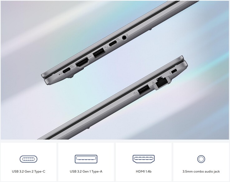 The Asus ExpertBook P1's external ports (source: Asus)