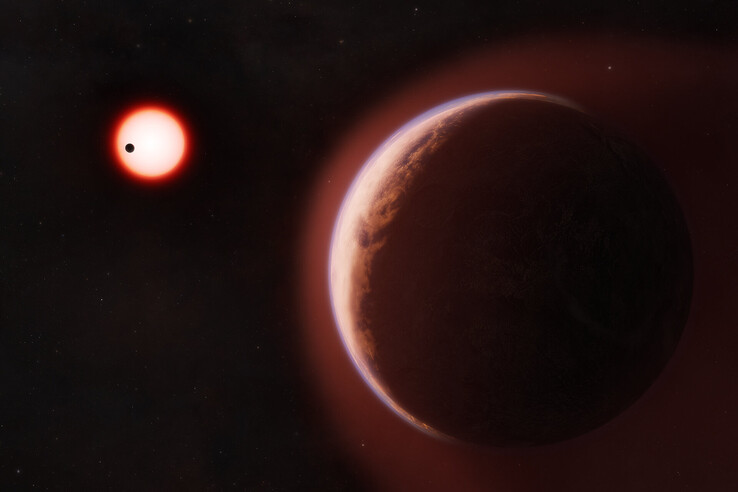 An artist's illustration showing the exoplanet LHS 1140 b.