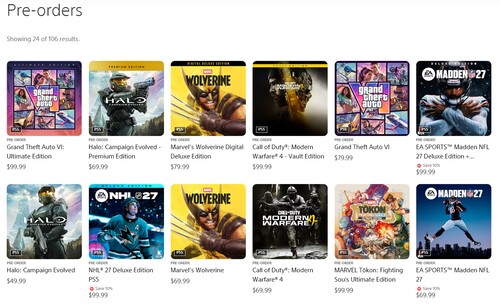 PlayStation Store pre-order sales