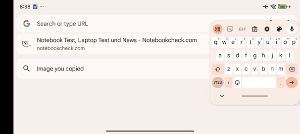 The retrofitted Google Gboard in landscape mode ...