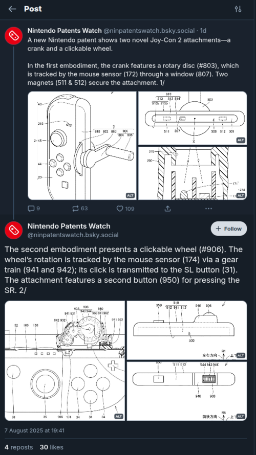 The Switch 2 crank will likely find its way into a fishing game, the jury is out on the wheel accessory (ImageSource: Nintento Patent Watch via Bluesky)
