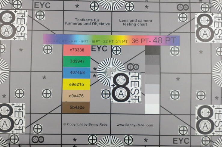 A photo of our test chart