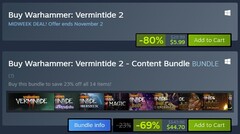 Warhammer: Vermintide 2 Steam discounts for the base game and the Content Bundle (Source: Own)