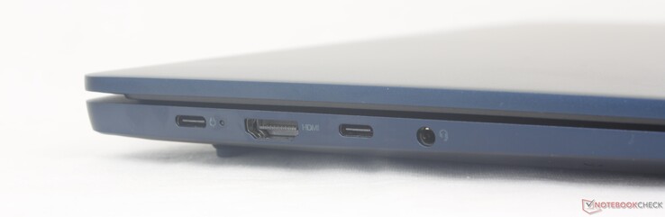 Left: 2x USB-C (5 Gbps) w/ Power Delivery 3.0 + DisplayPort 1.4, HDMI 1.4, 3.5 mm headset
