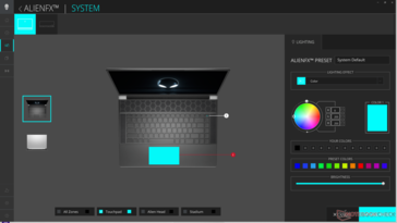 AlienFX controls all the RGB lighting features