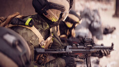 A soldier from one of the factions in Battlefield 6 holding an SMG. (Image source: EA)