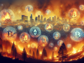 California wildfires - cryptocurrency donations now accepted to help victims (Image source: AI generated)