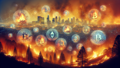 California wildfires - cryptocurrency donations now accepted to help victims (Image source: AI generated)