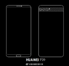 The P20 baseline model will have an 18:9 display and a horizontally aligned tri-camera setup (Source: Weibo)