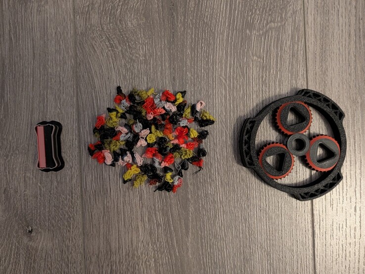 Purge tower, purge waste, and Gear fidget spinner.