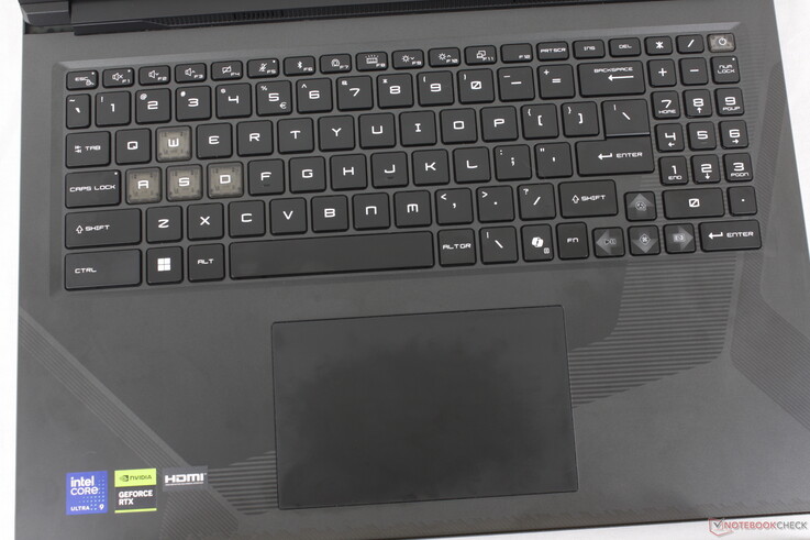 Identical keyboard and clickpad (~13 x 8.3 cm) as on the Crosshair 16 HX
