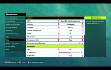 Video settings tab with resolution, upscalers, etc.