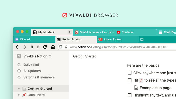 Vivaldi 3.6.2165.34 two-level tab stacks (Source: Vivaldi Browser)