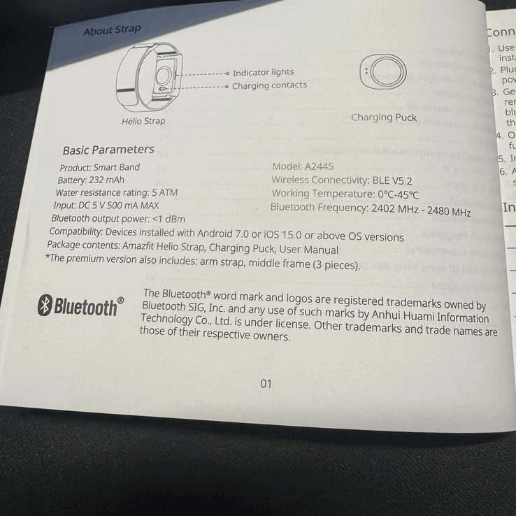 The Amazfit Helio Strap Premium is mentioned in the instruction manual. (Image source: r/iamstevejones via Reddit)