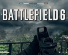 The Battlefield 6 Open Beta started August 7 onwards (for early access players). Pictured - the Battlefield 6 text/logo overlaid over an ingame screenshot. (Image source: Battlefield/Notebookcheck - Edited)