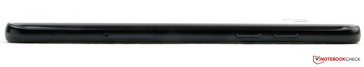 Left: SIM, volume controls
